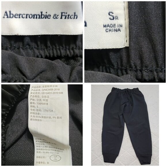 Abercrombie Fitch Womens Black Jogger Pants Elastic Drawstring Waist‎ Size S - Picture 7 of 9